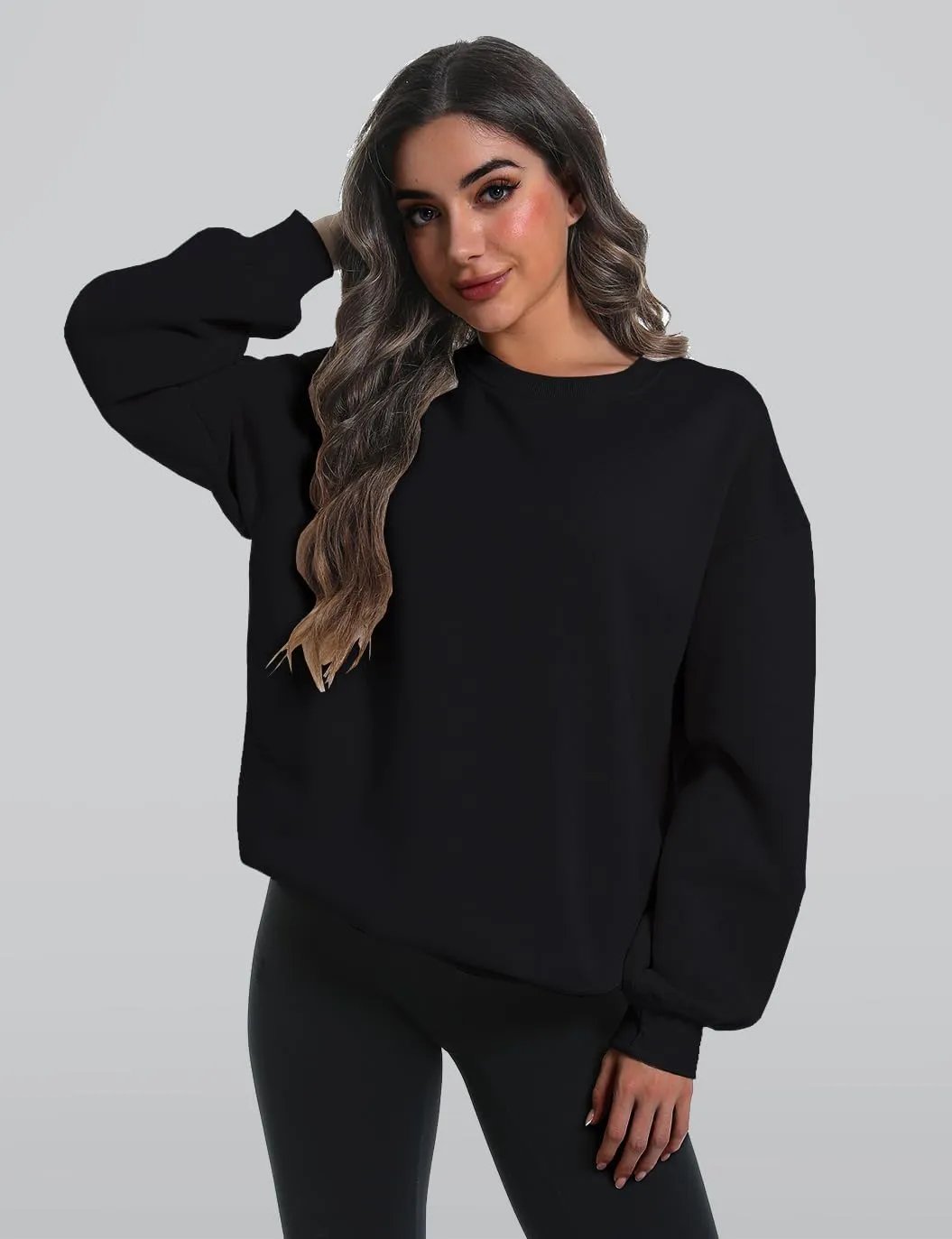 2 Pack Womens Oversized Sweatshirts Hoodies Long Sleeve Tops Fall Winter Clothes Crewneck Cozy Outfits Pullover Fashion