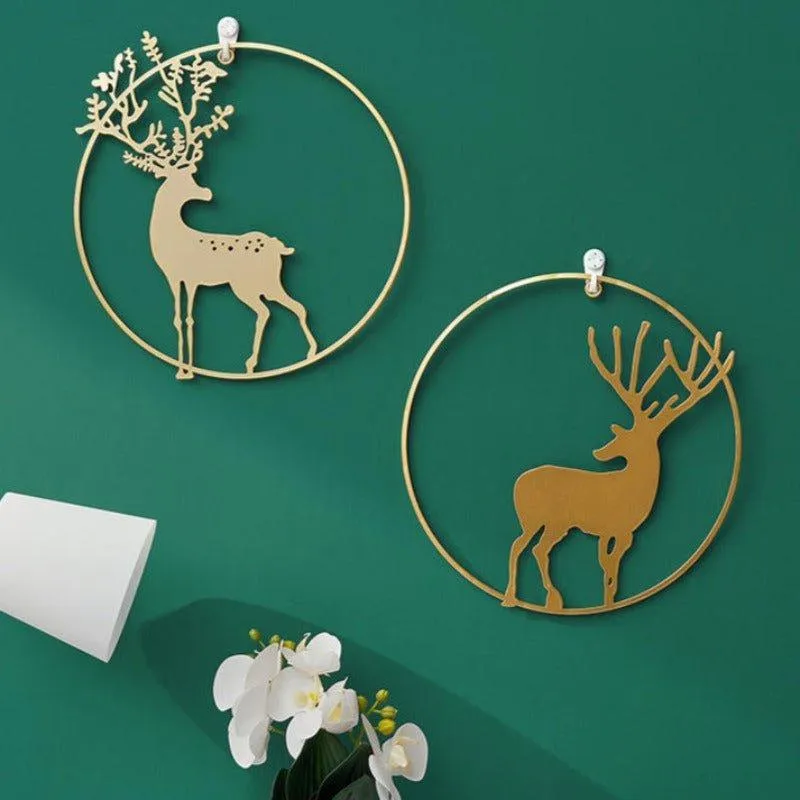 3 Pcs Set Curated Metal Deer Wall Hanging Wall Arts
