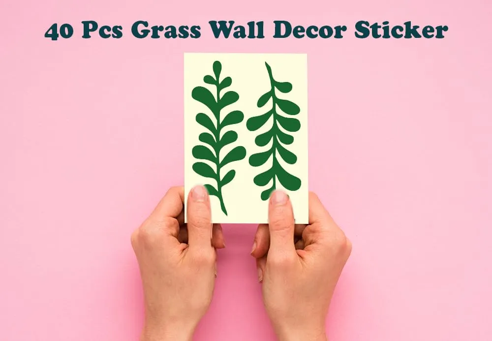 3Millions Wall Decoration Grass Pattern Pack of 40 Pcs. Easy Peel Off Water Proof Self Adhesive Easy to Use Wall Decoration Home Living Room Dinning Room Festive Decor