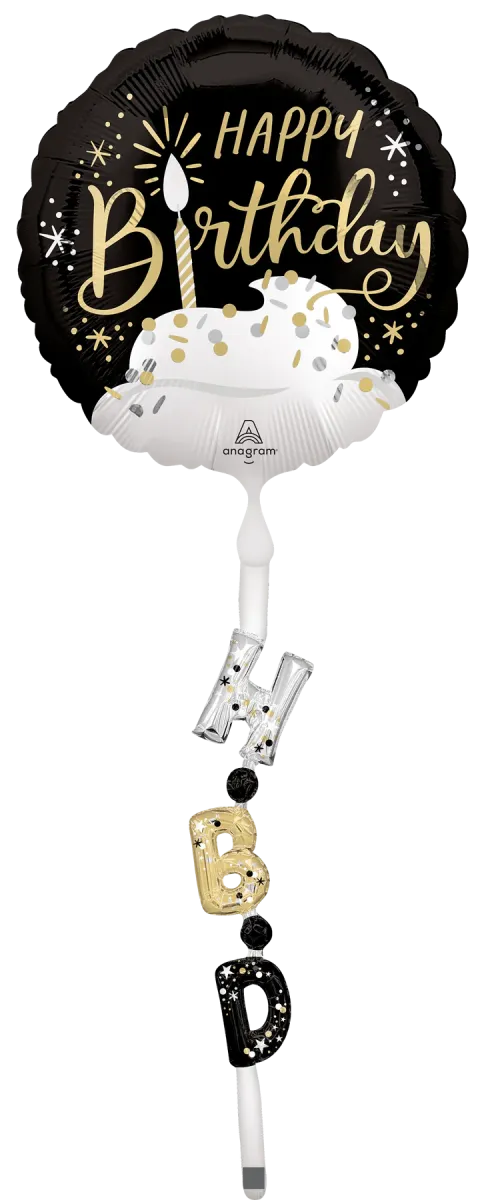 69" Black/Silver/Gold Birthday Airwalker Balloon