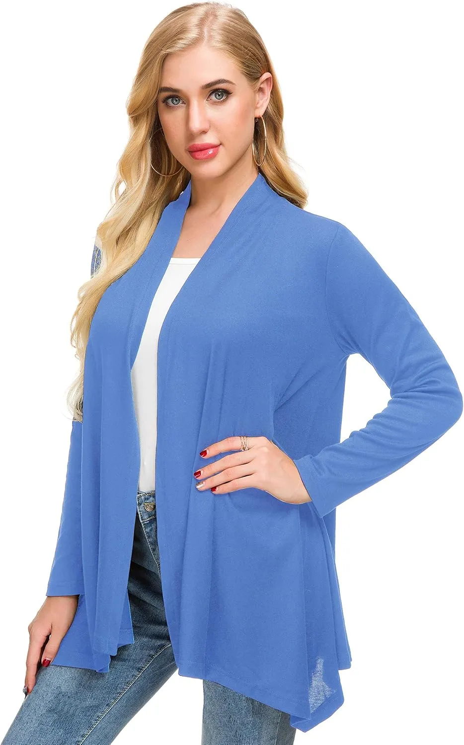 Afibi Women Open Front Lightweight Long Sleeve Soft Drape Cardigan