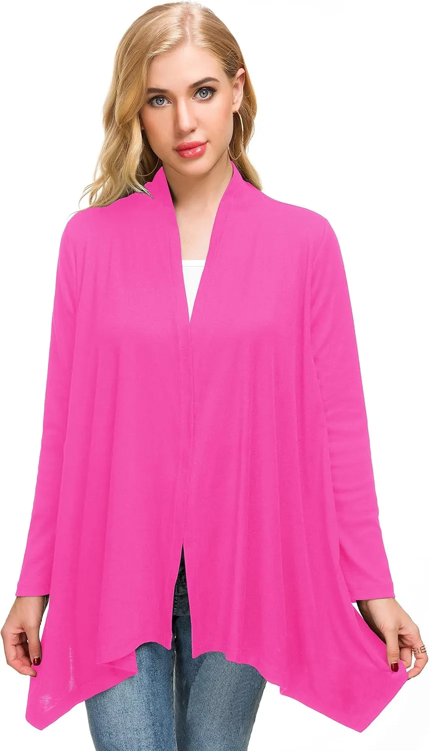 Afibi Women Open Front Lightweight Long Sleeve Soft Drape Cardigan