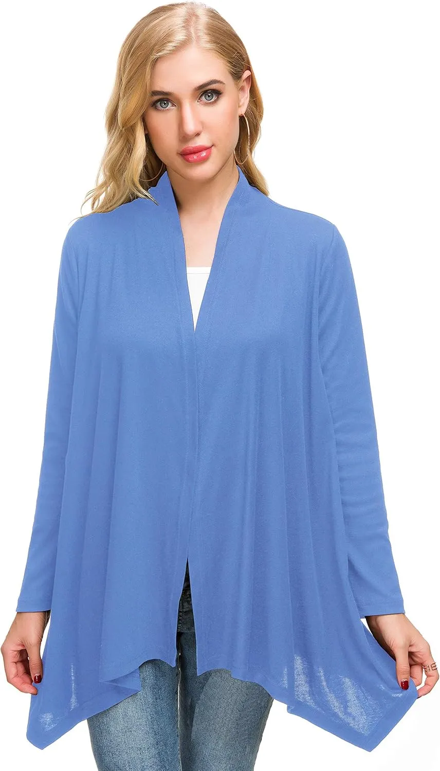 Afibi Women Open Front Lightweight Long Sleeve Soft Drape Cardigan