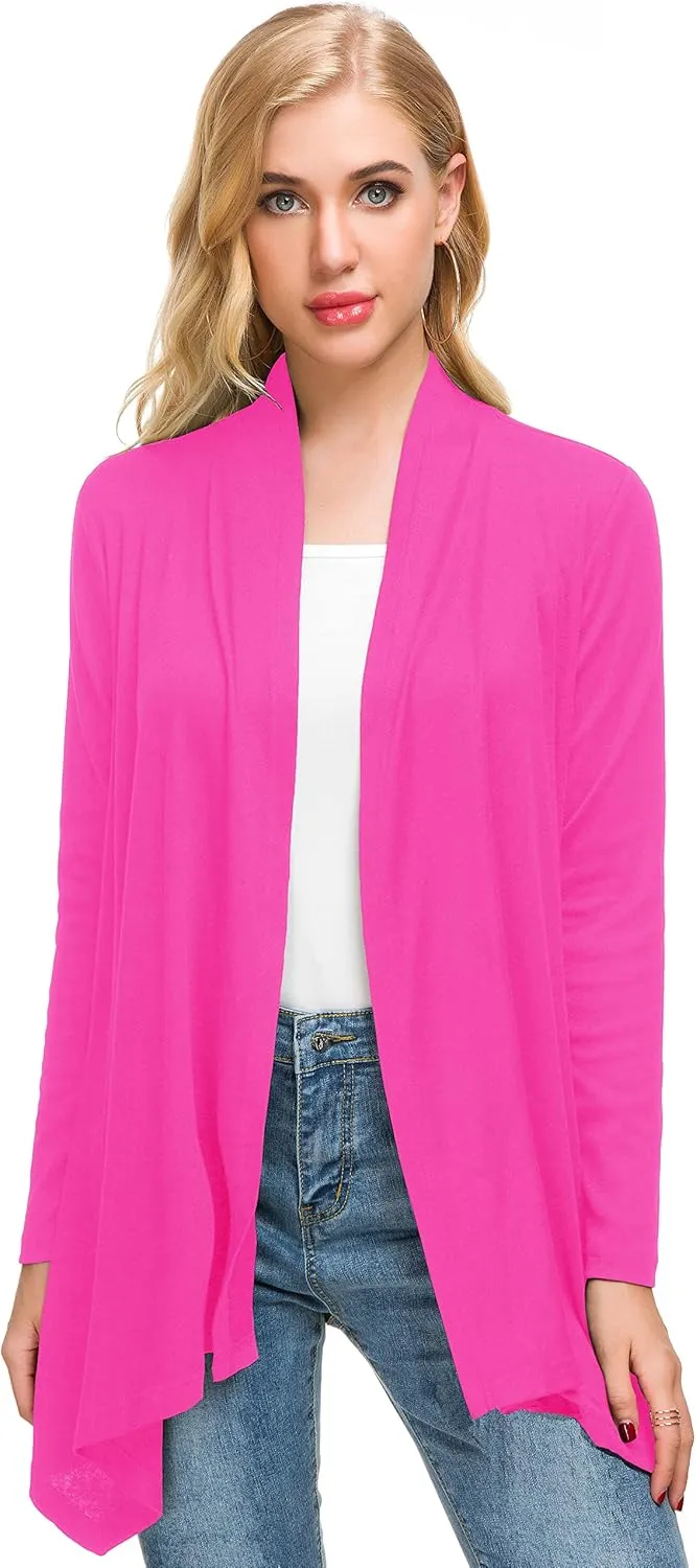 Afibi Women Open Front Lightweight Long Sleeve Soft Drape Cardigan