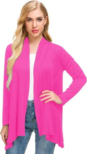 Afibi Women Open Front Lightweight Long Sleeve Soft Drape Cardigan