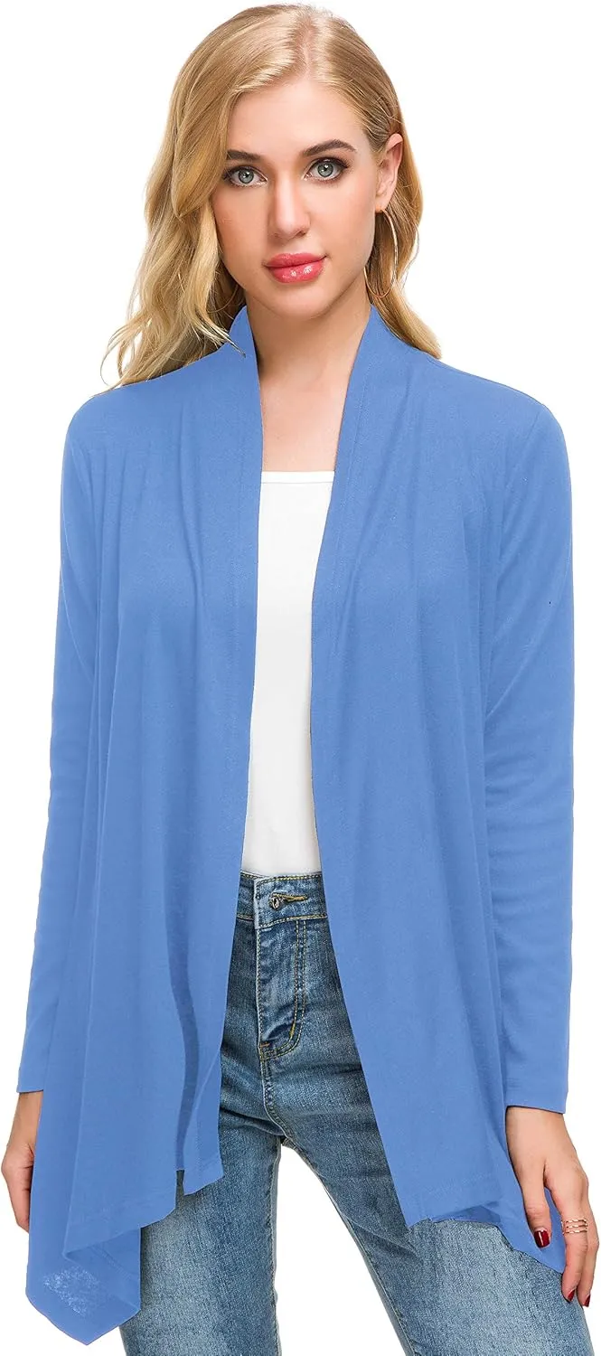 Afibi Women Open Front Lightweight Long Sleeve Soft Drape Cardigan