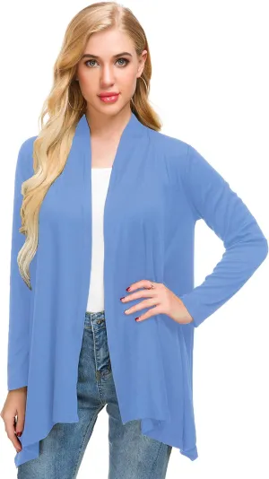 Afibi Women Open Front Lightweight Long Sleeve Soft Drape Cardigan