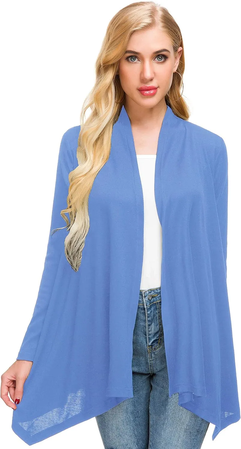 Afibi Women Open Front Lightweight Long Sleeve Soft Drape Cardigan