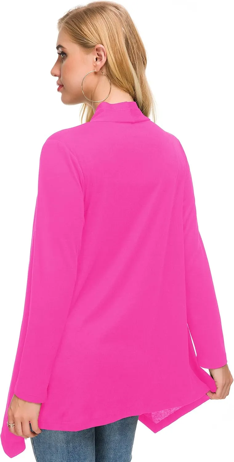 Afibi Women Open Front Lightweight Long Sleeve Soft Drape Cardigan