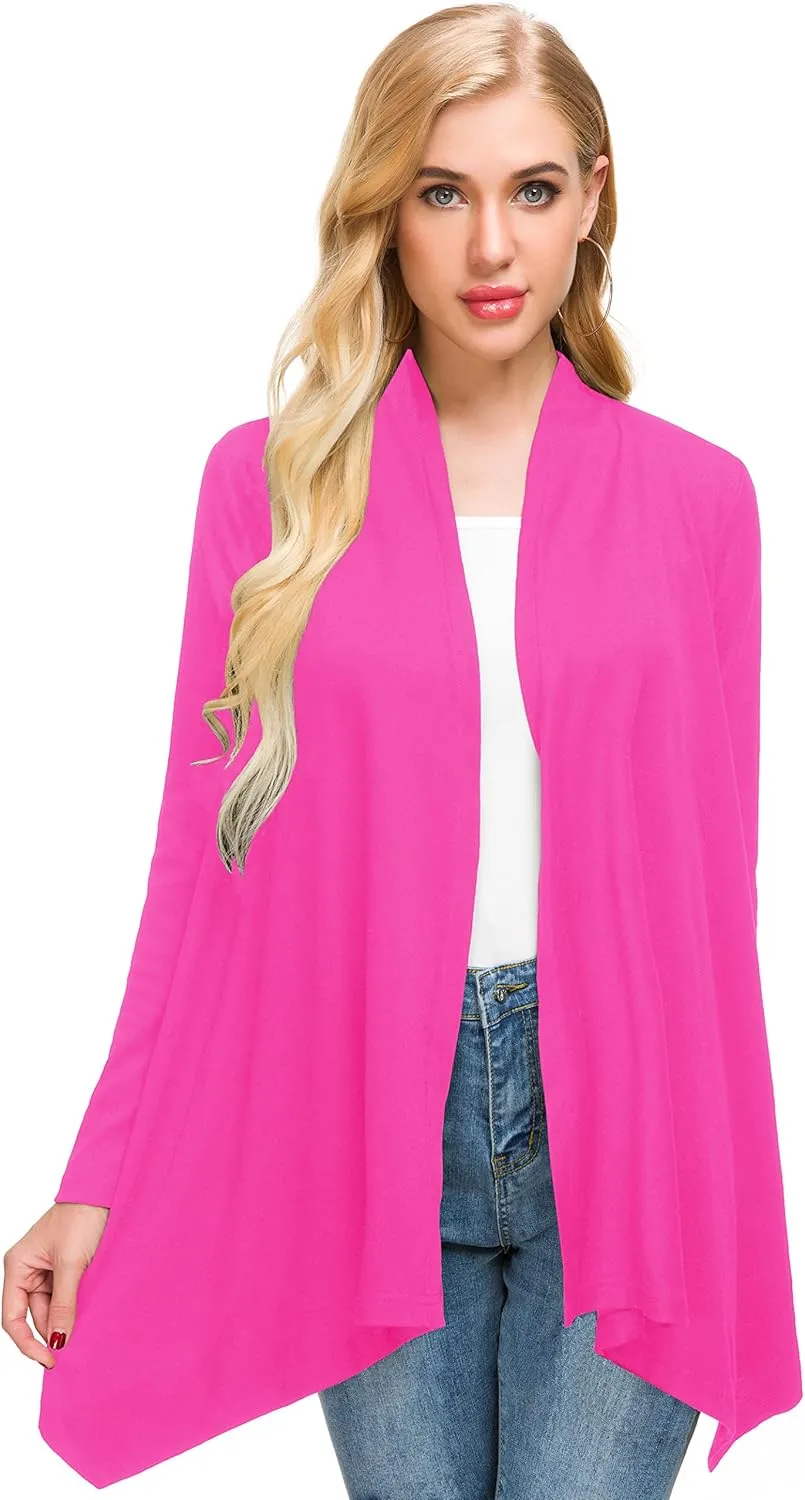Afibi Women Open Front Lightweight Long Sleeve Soft Drape Cardigan