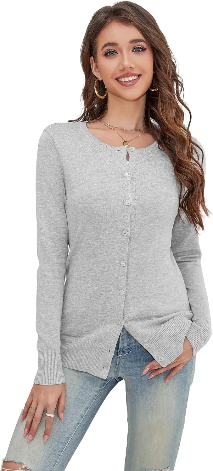 a.Jesdani Women's Button Down V Neck Long Sleeve Soft Cardigan Sweaters