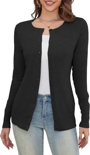 a.Jesdani Women's Button Down V Neck Long Sleeve Soft Cardigan Sweaters