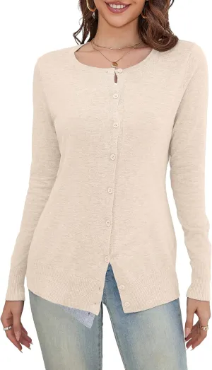 a.Jesdani Women's Button Down V Neck Long Sleeve Soft Cardigan Sweaters