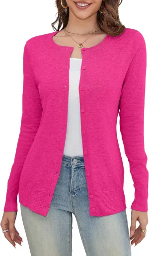 a.Jesdani Women's Button Down V Neck Long Sleeve Soft Cardigan Sweaters