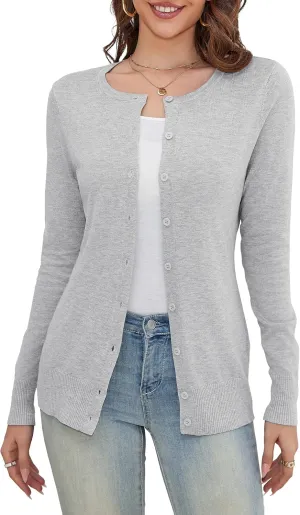 a.Jesdani Women's Button Down V Neck Long Sleeve Soft Cardigan Sweaters