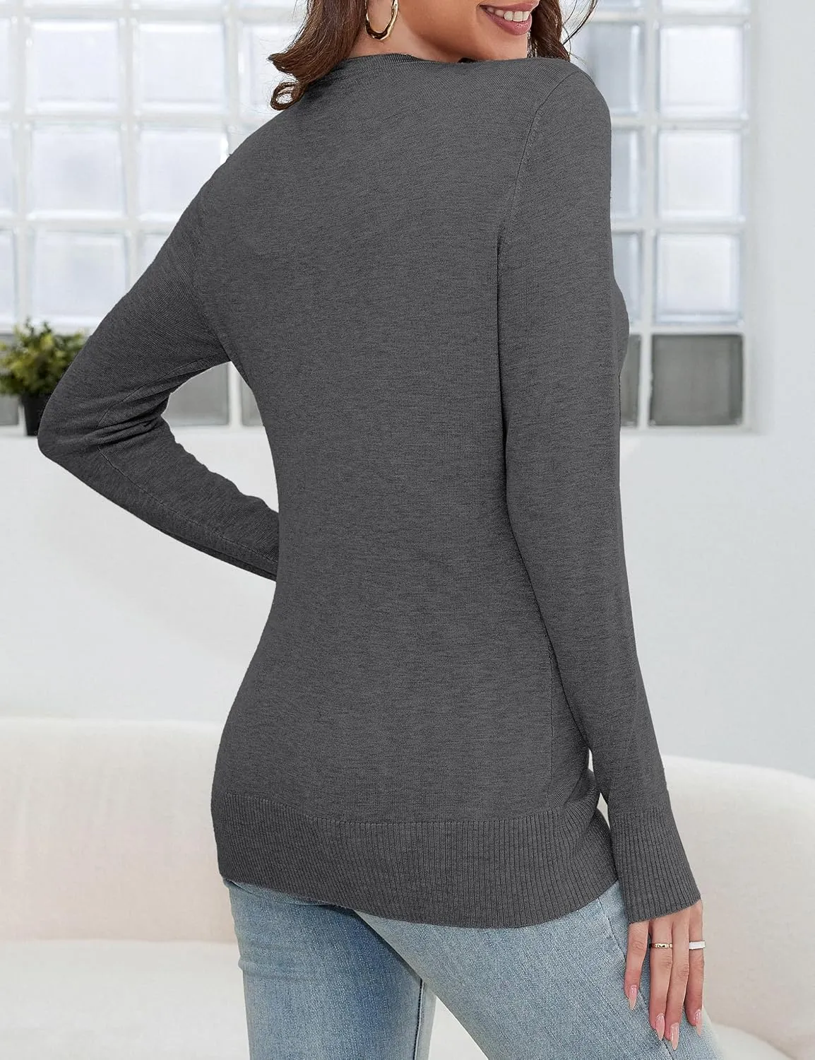 a.Jesdani Women's Button Down V Neck Long Sleeve Soft Cardigan Sweaters
