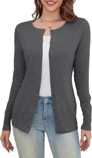 a.Jesdani Women's Button Down V Neck Long Sleeve Soft Cardigan Sweaters