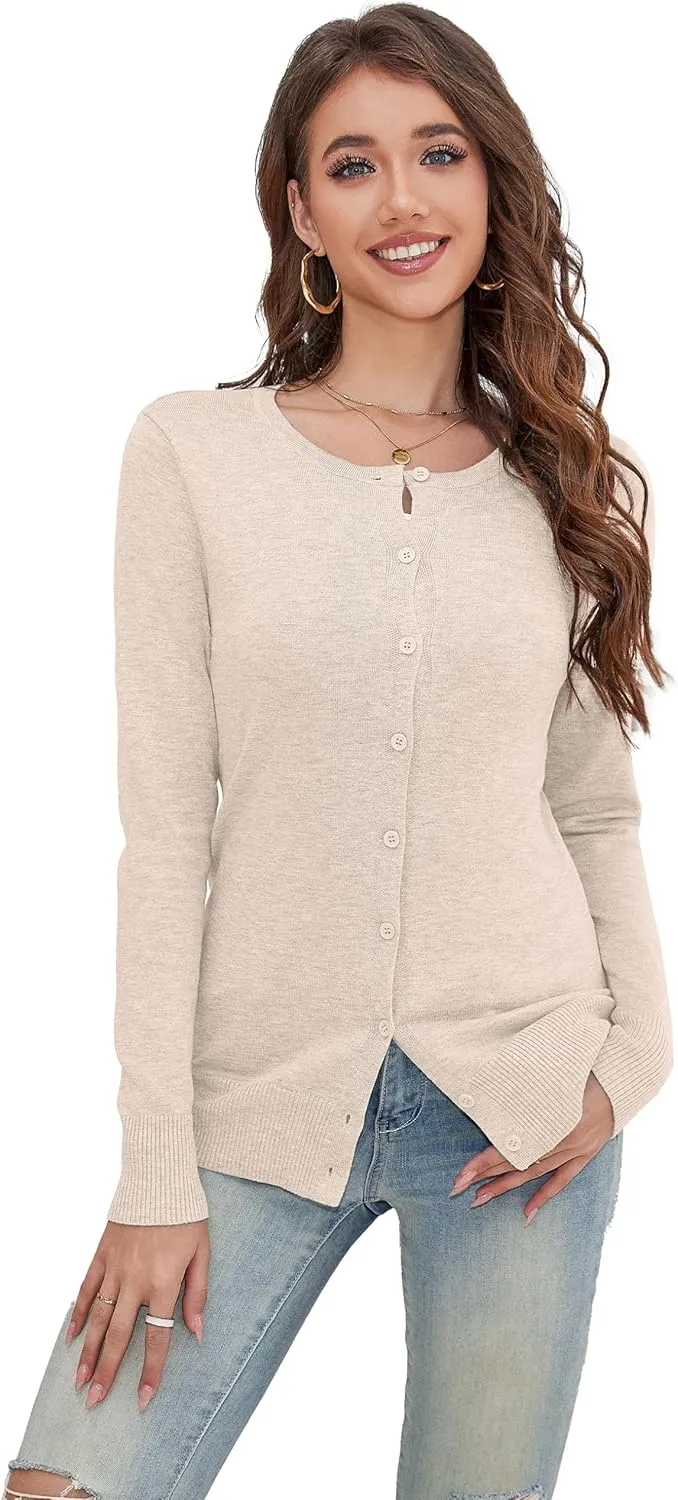 a.Jesdani Women's Button Down V Neck Long Sleeve Soft Cardigan Sweaters