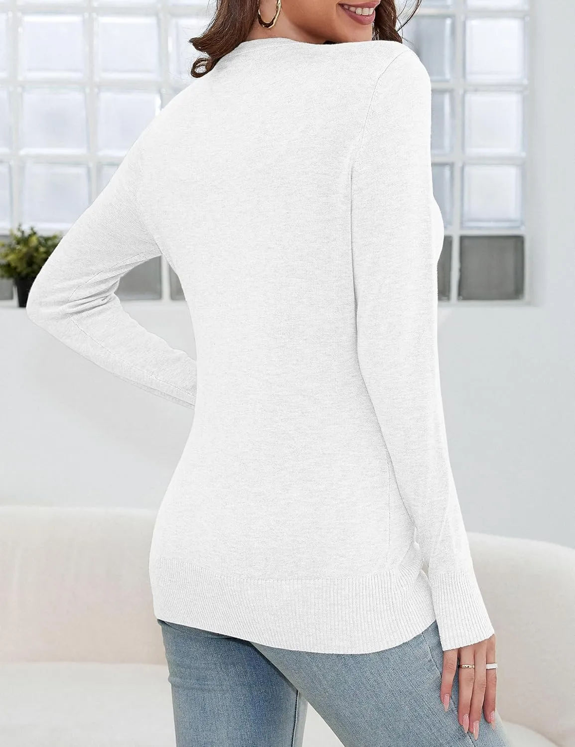 a.Jesdani Women's Button Down V Neck Long Sleeve Soft Cardigan Sweaters