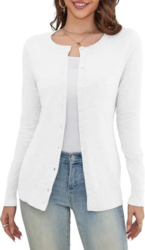 a.Jesdani Women's Button Down V Neck Long Sleeve Soft Cardigan Sweaters