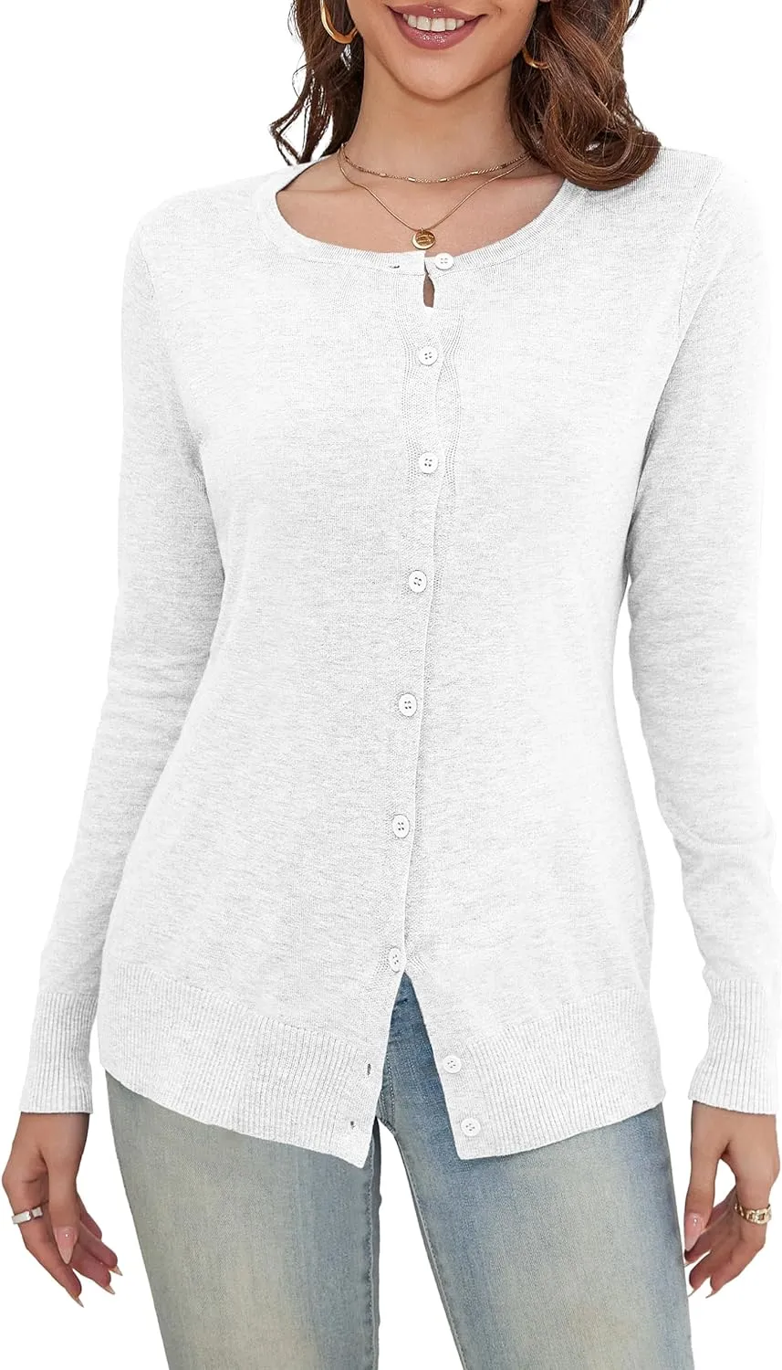 a.Jesdani Women's Button Down V Neck Long Sleeve Soft Cardigan Sweaters