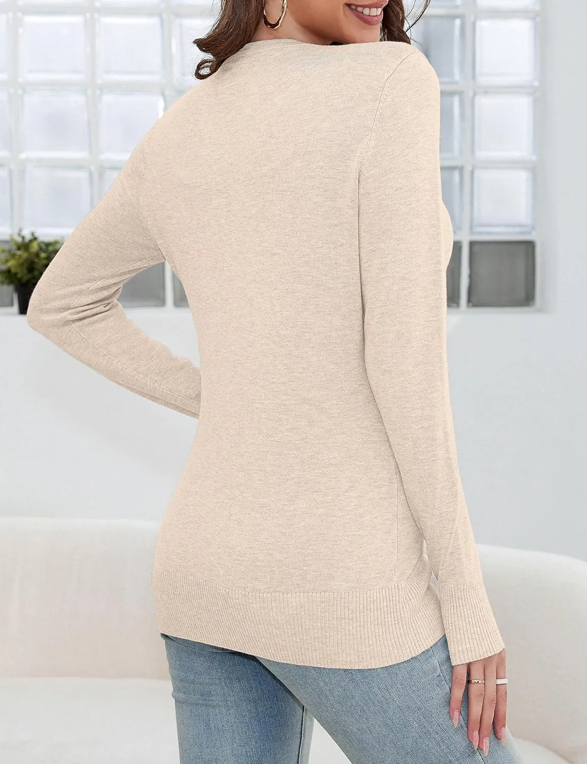 a.Jesdani Women's Button Down V Neck Long Sleeve Soft Cardigan Sweaters