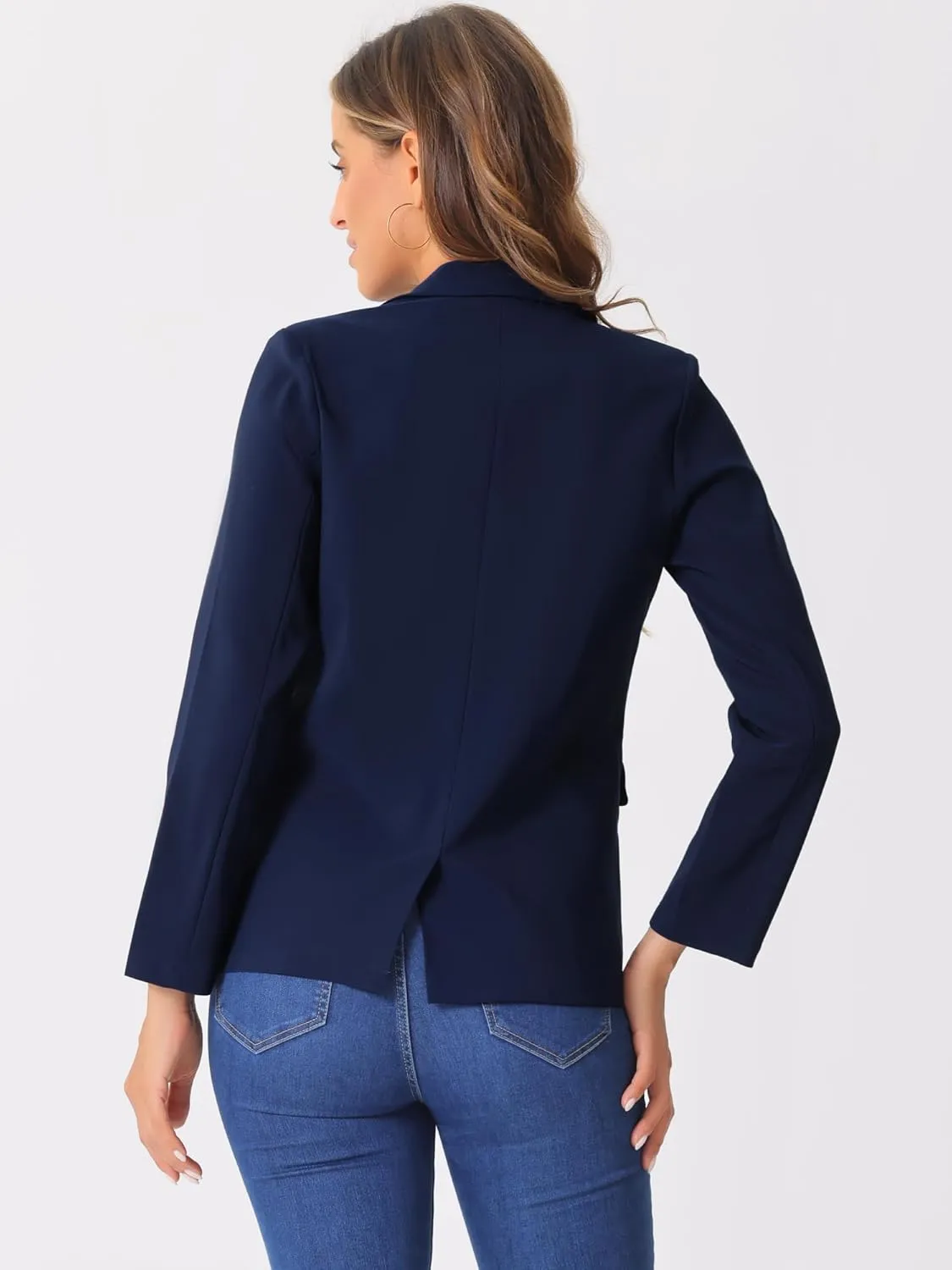 Allegra K Double Breasted Work Office Blazer for Women Long Sleeve Blazers Suit Jacket with Pocket Fall Fashion