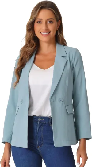 Allegra K Double Breasted Work Office Blazer for Women Long Sleeve Blazers Suit Jacket with Pocket Fall Fashion