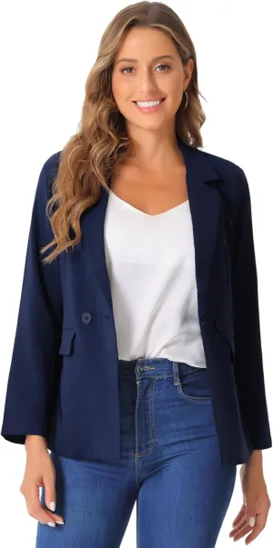 Allegra K Double Breasted Work Office Blazer for Women Long Sleeve Blazers Suit Jacket with Pocket Fall Fashion