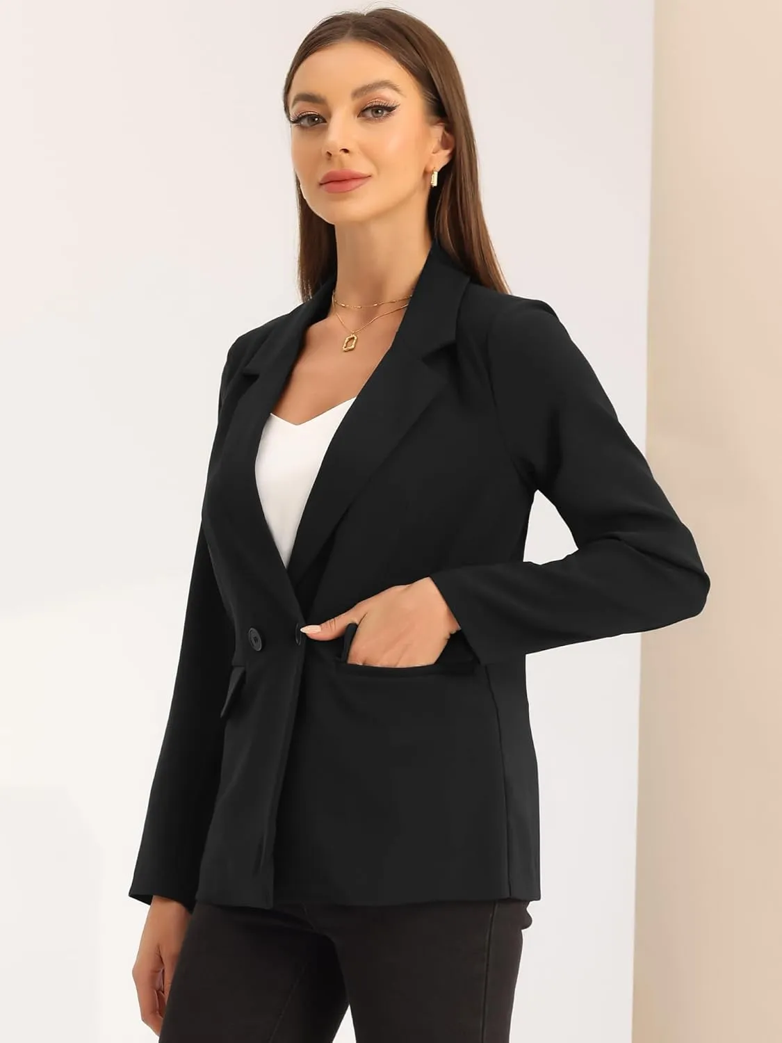 Allegra K Double Breasted Work Office Blazer for Women Long Sleeve Blazers Suit Jacket with Pocket Fall Fashion