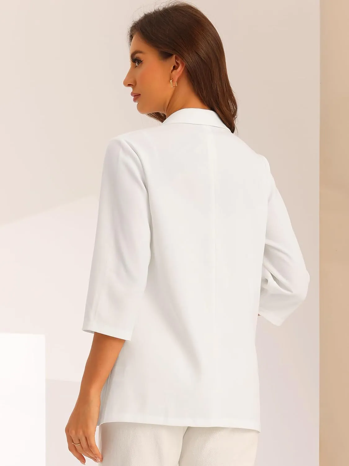 Allegra K Work Office 3/4 Sleeve Business Casual Outfits Blazers for Women's Lapel Collar Dressy Casual Suit Jacket