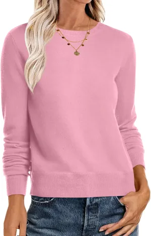 ANRABESS Women's Long Sleeve Crewneck Classic 2025 Fall Soft Loose Fit Basic Pullover Sweaters Top