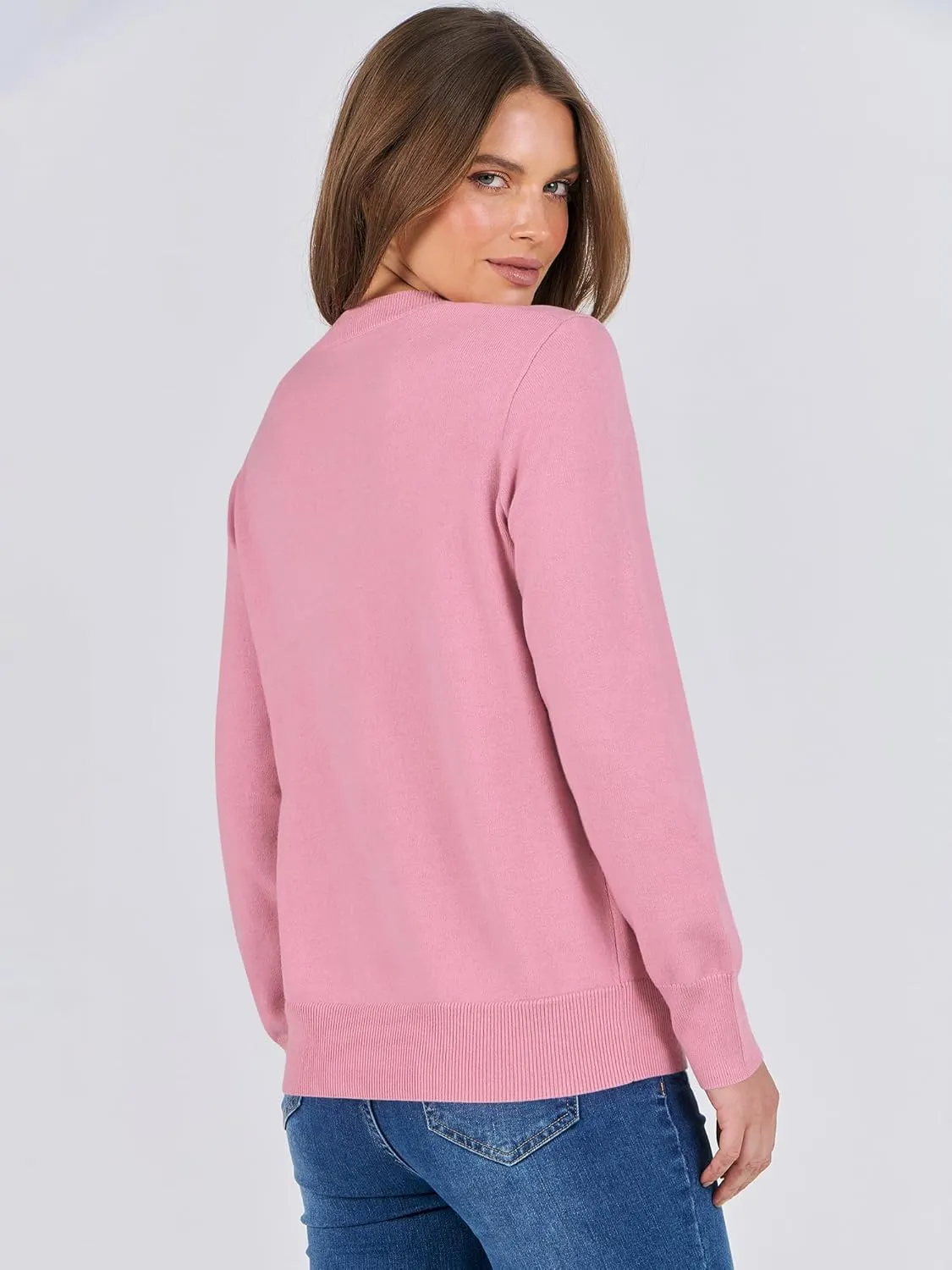 ANRABESS Women's Long Sleeve Crewneck Classic 2025 Fall Soft Loose Fit Basic Pullover Sweaters Top