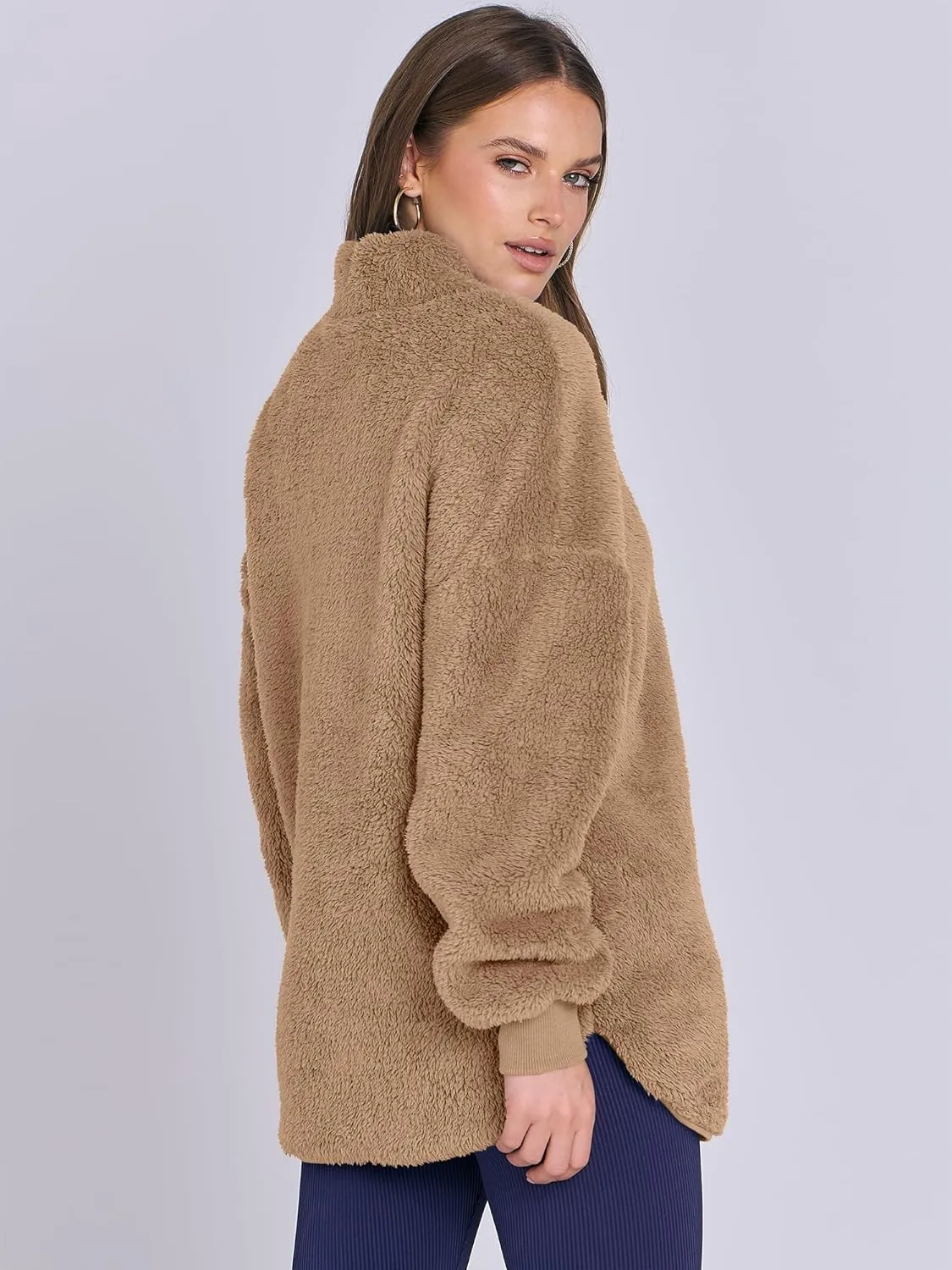 ANRABESS Women's Zip Up Sweatshirt Sherpa Fuzzy Fleece Hoodies Cozy Pullover Soft Sweaters Tops 2024 Fall Trendy Clothes