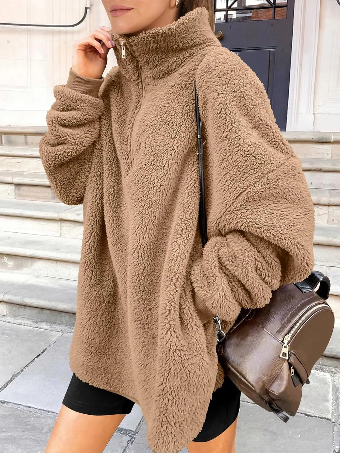 ANRABESS Women's Zip Up Sweatshirt Sherpa Fuzzy Fleece Hoodies Cozy Pullover Soft Sweaters Tops 2024 Fall Trendy Clothes
