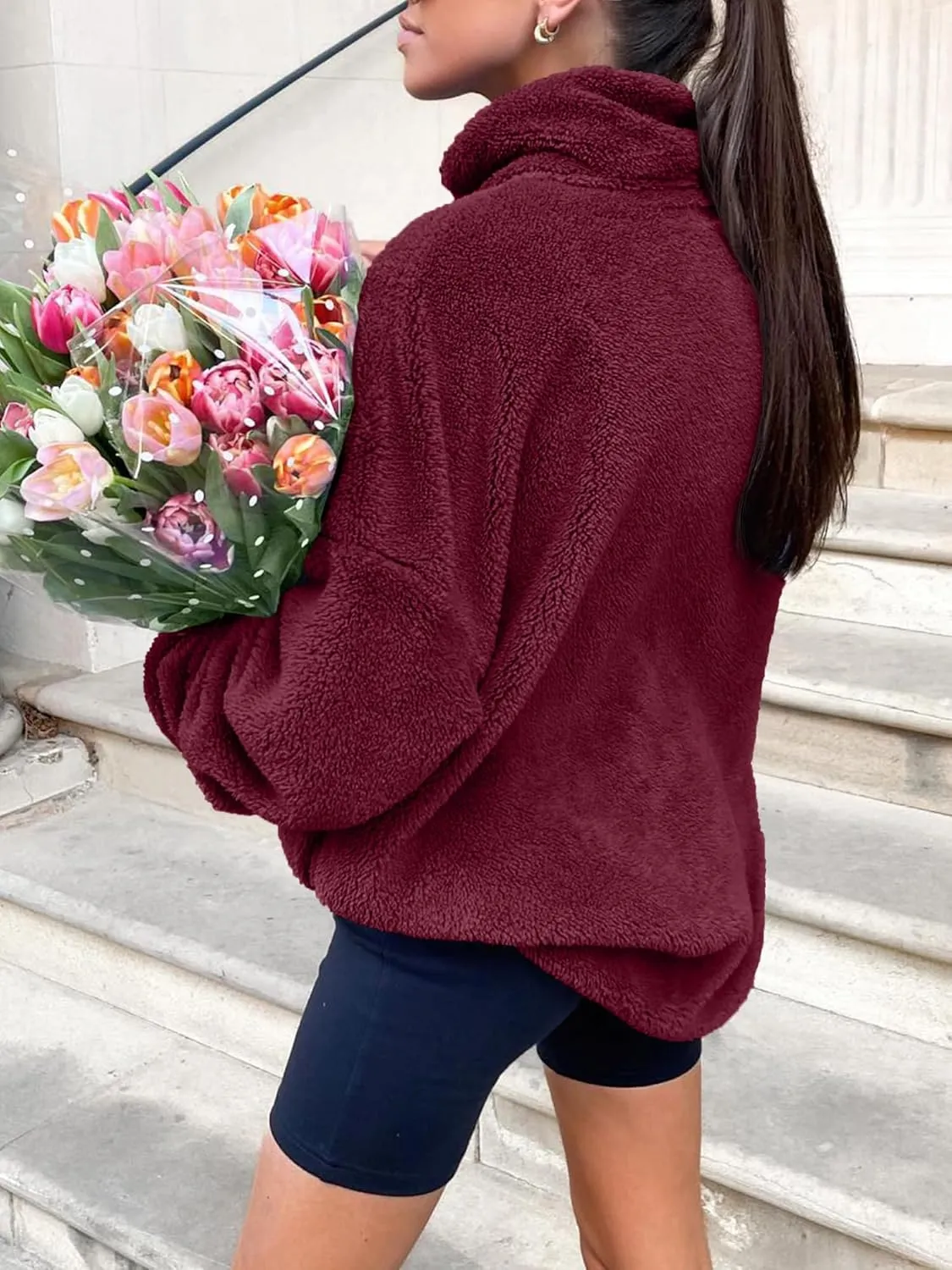 ANRABESS Women's Zip Up Sweatshirt Sherpa Fuzzy Fleece Hoodies Cozy Pullover Soft Sweaters Tops 2024 Fall Trendy Clothes
