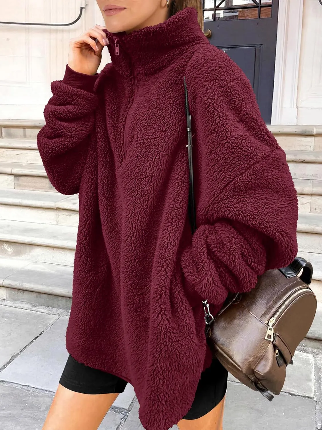 ANRABESS Women's Zip Up Sweatshirt Sherpa Fuzzy Fleece Hoodies Cozy Pullover Soft Sweaters Tops 2024 Fall Trendy Clothes