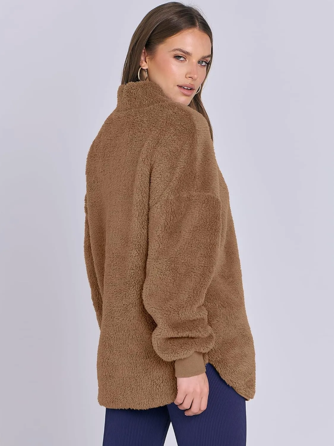 ANRABESS Women's Zip Up Sweatshirt Sherpa Fuzzy Fleece Hoodies Cozy Pullover Soft Sweaters Tops 2024 Fall Trendy Clothes