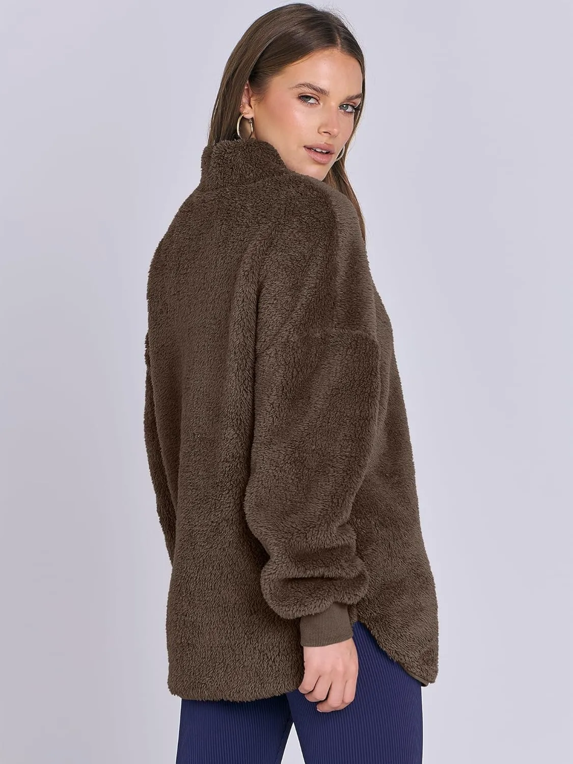 ANRABESS Women's Zip Up Sweatshirt Sherpa Fuzzy Fleece Hoodies Cozy Pullover Soft Sweaters Tops 2024 Fall Trendy Clothes