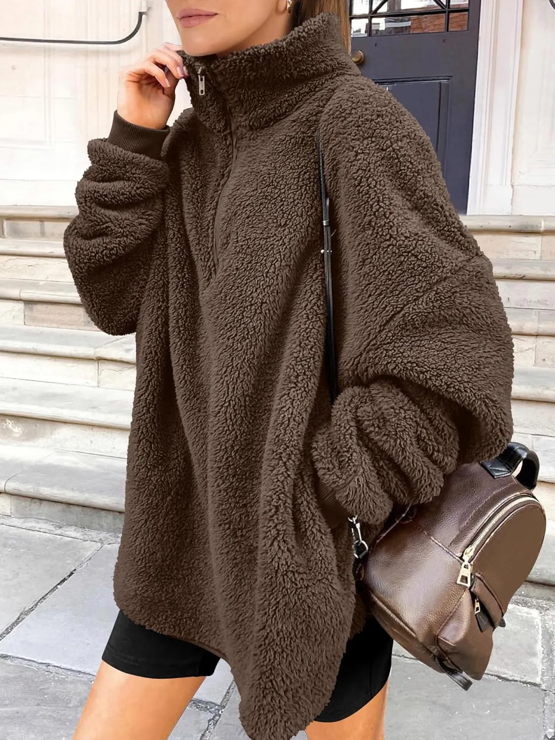 ANRABESS Women's Zip Up Sweatshirt Sherpa Fuzzy Fleece Hoodies Cozy Pullover Soft Sweaters Tops 2024 Fall Trendy Clothes