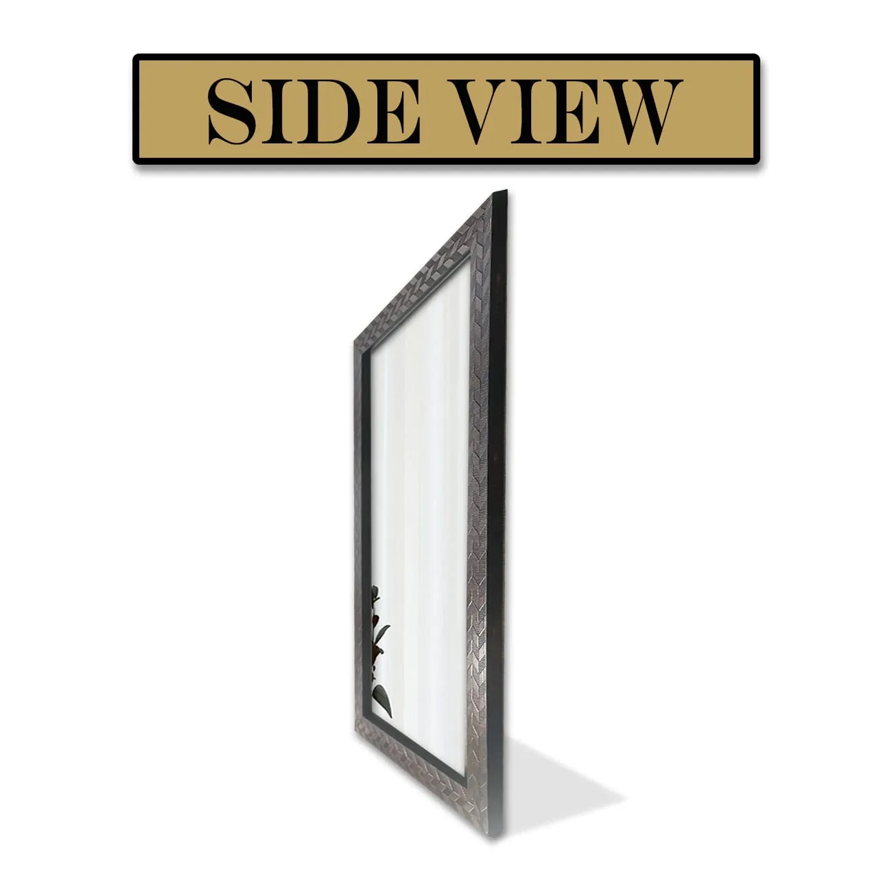 Art Street Textured Design Decorative Wall Mirror, Wall Mount Rectangular Makeup Mirror, Decorative Looking Glass with Frame for Home, Bathroom & Living Room (25.4x13.4 Inches, Golden Brown)