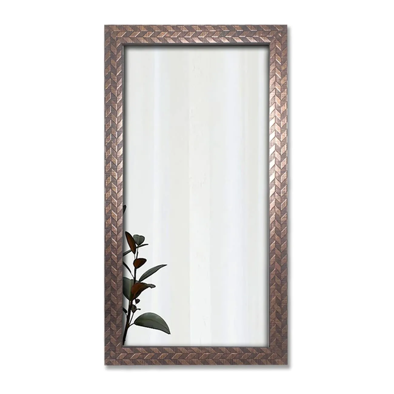 Art Street Textured Design Decorative Wall Mirror, Wall Mount Rectangular Makeup Mirror, Decorative Looking Glass with Frame for Home, Bathroom & Living Room (25.4x13.4 Inches, Golden Brown)