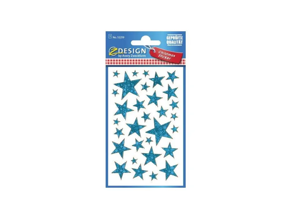 Avery Christmas Stickers - Stars, Effect Foil, Embossed (52259)