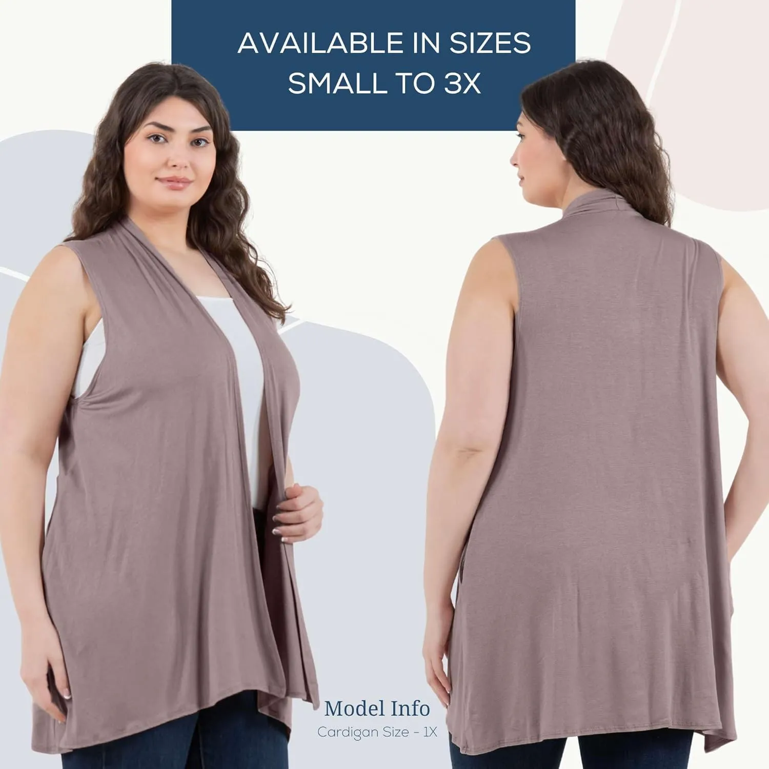Azules Sleeveless Long Cardigans for Women with Side Pockets - Summer Vest Open Front Light Women's Cardigan Dressy Blazer