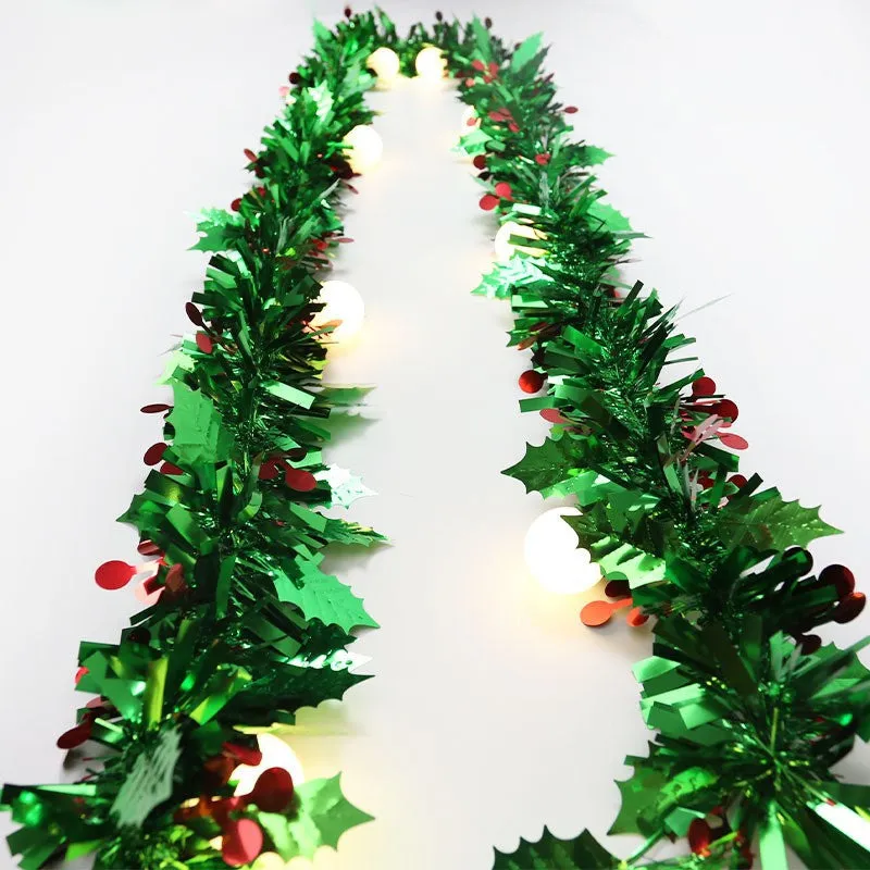 Bulk 10Pcs Total 65Ft Tinsel Garland Metallic Leaves Berries Hanging Wholesale