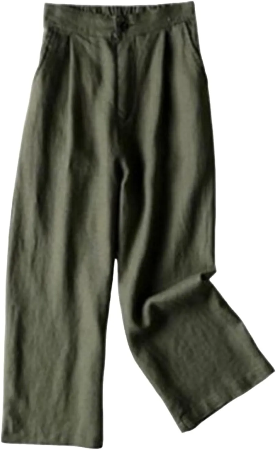 Business Casual Pants for Women Casual High Waist Wide Leg Straight Dressy Cotton Linen Pants Button Trousers