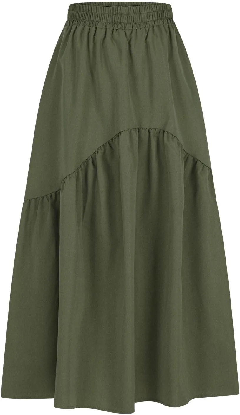 Casual Skirts for Women Pleated Midi Skirts High Waist Commuting Skirts All-Match Comfy Skirt Fall Loose Skirt