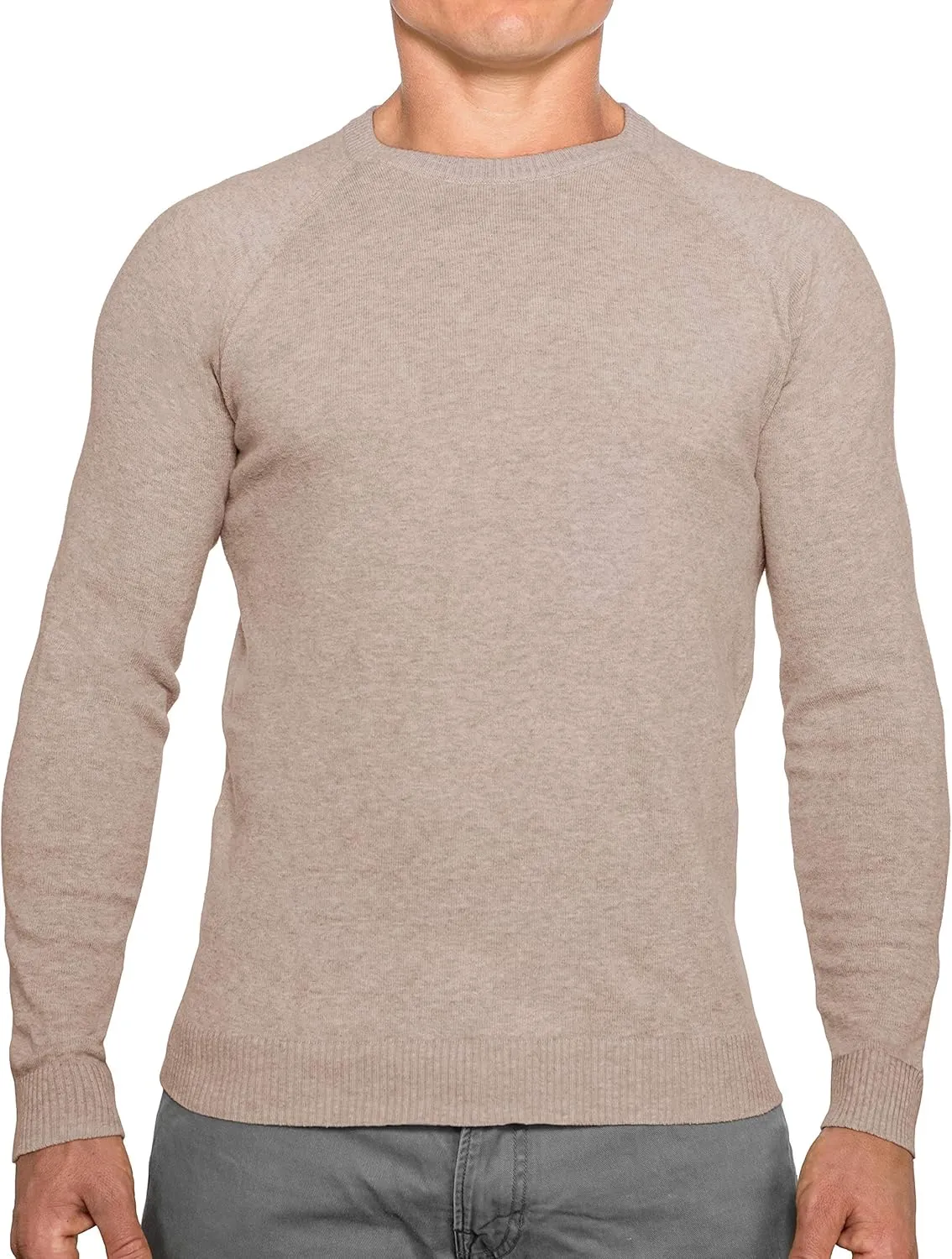 CC Perfect Slim Fit Crewneck Sweaters for Men | Lightweight Breathable Mens Sweater | Soft Fitted Pullover for Men