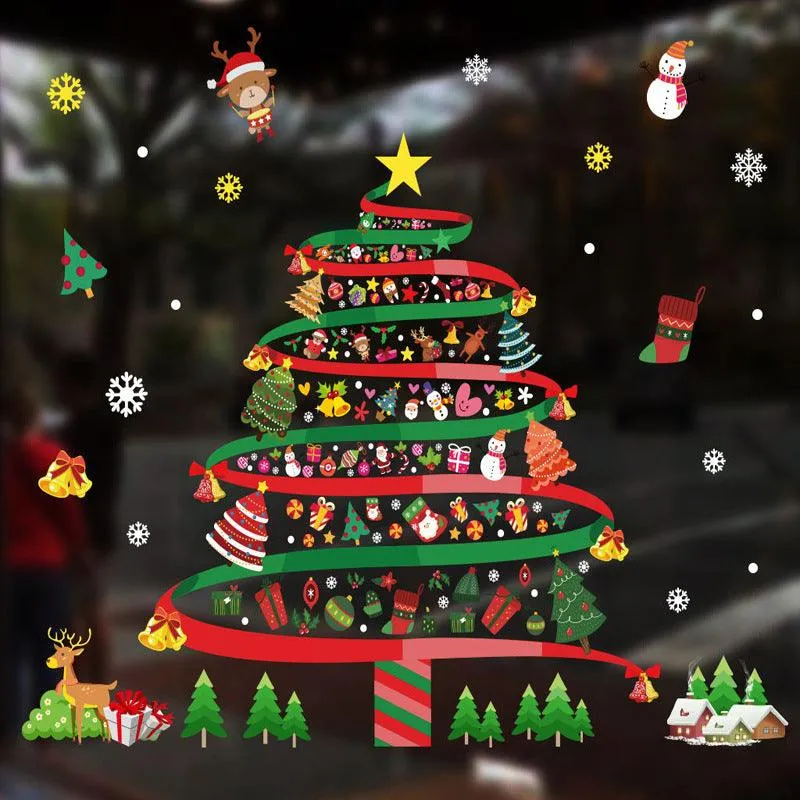 Christmas Sticker Glass Window Antistatic No Trace Decoration Arrangement Festival Handicraft LI-020003
