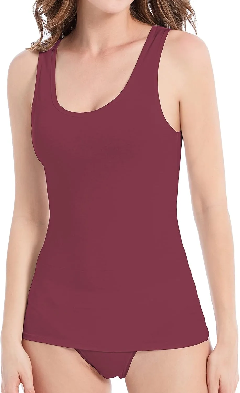 Comfneat Women's 4-Pack Slim-Fit Basic Tanks Cotton Casual Comfy Top Underwear Vests
